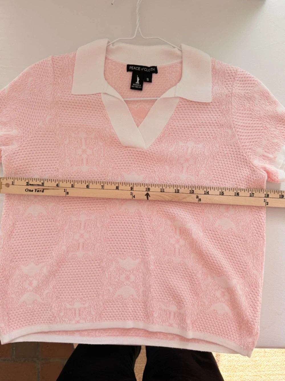 PEACE of CLOTH Luxe Pastel Pink Romantic Feminine Plush Polo Sweater SMALL $210 - Picture 7 of 7